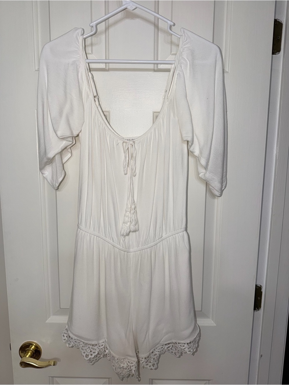 Socialite White Lace-Trim Romper